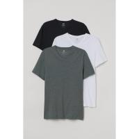 ราคา H&M(เอชแอนด์เอ็ม) เสื้อยืดคอวีทรงสลิมแพ็ค 3 ตัว Men 3-pack Slim Fit V-neck T-shirts 0542533_15 (43700056522)