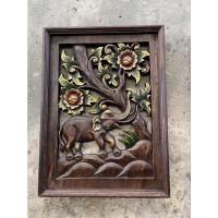 ราคา กรอบรูปไม้แกะสลัก ก15X21 นิ้วหนา2 นิ้วรูปช้างในป่าปัดทองปัดสี กรอบรูปมหามงคล งานไม้แกะสลัก ฉลุ ฝีมือประณีตตกแต่งผนังบ้าน (11798304866)