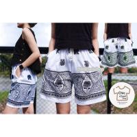 ราคา กางเกงขาสั้น ลายช้าง#2 ผ้าฝ้าย สีขาวลายช้าง ลายชัด ใส่สบาย (27262058632)