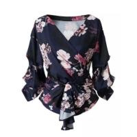 ราคา Kimono เสื้อท็อป คอวี ลายดอกไม้ ผูกเอว (23043430057)