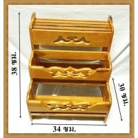 ราคา ♚✓ชั้นวางขวดเครื่องปรุง มีที่เสียบมีด ชั้นวางเครื่องปรุงไม้ไม้สักทอง ขนาด 30*34*38 ซม. (8160508989)