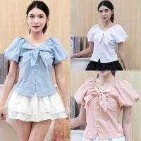 ราคา เสื้อแขนตุ๊กตา สม็อคอก ดีเทลแต่งโบว์ เนื้อผ้าฝ้าย ด้านหน้าแต่งกระดุม รุ่นซิปข้าง ทรงสวยเข้ารูป แมทซ์ลุคง่าย (43468339196)