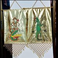 ราคา ธงกฐิน นางมัจฉา จระเข้ เต่า ตะขาบ ธงทอง ผ้าไวนิล ขนาด 36×93ซม.ประดับชายลูกปัดทอง(ขนาดกลาง) งานสวย ราคาโรงงาน (5101826661)