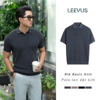 ราคา ผู้ชายถักขนสัตว์เสื้อโปโลซี่โครง Basic Knit RIBBED ผ้าทอสีเป็นกลางผสม LEEVUS APL343 (41653789722)