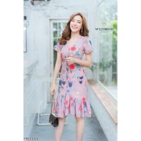 ราคา เดรสเข้ารูปชายระบาย คอวี กระดุมหน้า แขนสั้น ลายดอกทิวลิป มีซับในทั้งตัว งานซิปหลัง ผ้าสวยมากกกก (4045200130)