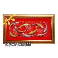 ราคา กรอบรูปมงคล ปลาคราฟ9ตัว ขนาดรวมกรอบ59×34เซนติเมตร (9054497839)