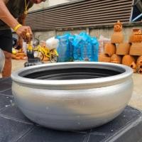 ราคา อ่างดินเผา 16 นิ้ว วัสดุดินเผา ทาสีเงิน อ่างบัว อ่างทำน้ำตก อ่าง อ่างพญานาค (41801289987)