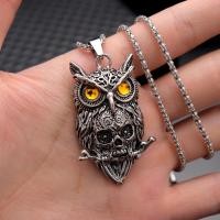 ราคา สร้างสรรค์ผู้ชายแฟชั่นฮาโลวีนนกฮูกกะโหลกจี้สร้อยคอเครื่องประดับ (27306657816)
