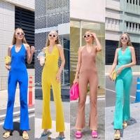 ราคา จั๊มสูทขายาว ชุดจั๊มสูท ผูกคอเว้าหลัง *แบบใส่งานจริง (12718612957)