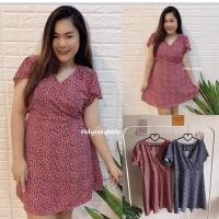 ราคา (ส่งต่อ)เดรสสั้นไขว้อก เนื้อผ้าวูลพีช สีแดง (10864242235)