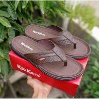 ราคา Kickres Leather Mens Flip Flops ล่าสุด Mens Flip Flops ล่าสุด Distro Flip Flops รองเท้าแตะผู้ชาย (43864666117)