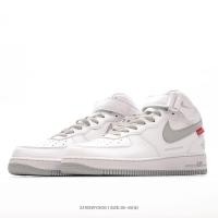 ราคา 2025 Nike Air Force 1 Mid Air Force One mid top high top อเนกประสงค์รองเท้ากีฬาลําลองสีเทาสีขาว, ตะขอสีเทา (29742052718)