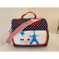 ราคา ENFANT อองฟองต์ กระเป๋าคุณแม่ลายจุด หอไอเฟล สีกรมท่า สินค้ามือสอง (24671827551)