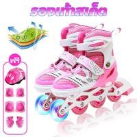 ราคา รุ่นใหม่*รองเท้าสเก็ต 4 ล้อ โรลเลอร์เบลด ชายหญิง 5สี 3ไซร์ S/M/L แถมฟรี อุปกรณ์ป้องกัน1ชุด รองเท้าอินไลน์สเก็ต (29213627803)