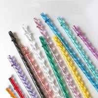 ราคา 12 Pack Swirl Straws, Reusable 11" Long Hard Plastic Shiny Crystal Tumbler Replacement Drinking Straws With Cleaning Bru (40204783531)