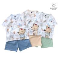 ราคา ชุดเซ็ตสำหรับเด็ก เสื้อยืดแขนสั้น กระดุมหน้า กางเกงขาสั้นเด็ก ปักลายสิงโต Size 3-6M/ 6-12M (29861959786)