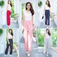 ราคา ชุดจั้มสูท เสื้อลูกไม้ติดดอกฟรุ้งฟริ้ง ติดซิปหลัง ต่อกางเกง ผ้าZar (2251432691)