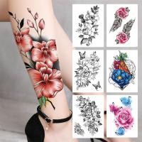 ราคา สติ๊กเกอร์รอยสักดอกไม้ ดอกไม้สีดําสีสันสดใส ดอกไม้สดใส สติ๊กเกอร์รอยสักดอกกุหลาบ แขนดอกไม้ สติ๊กเกอร์รอยสัก (41866464783)