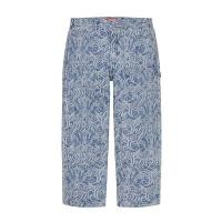 ราคา Supreme FW22 Script Jacquard double knee denim painter pants (23605877084)