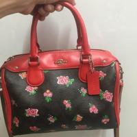 ราคา Coach ทรงหมอนสีแดงลายดอกไม้ (2387379874)