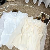 ราคา เสื้อเชิ้ตเลดี้สุดฮอตผ้าไหมเงาผูกโบว์_2438 (40600606702)