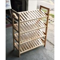 ราคา ชั้นวางรองเท้าไม้ยางพาราแท้ 4ชั้น (25069103249)