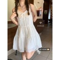 ราคา เดรสน่ารัก dress P PPHOME ตรวจสอบนมอ่อนโยน~ชุดสลิงลูกไม้สีขาวขนาดเล็กหญิงฤดูร้อน A-Line ชุดกระโปรงพัฟ (42811360965)