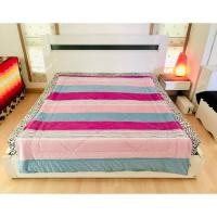 ราคา ผ้านวมกำมะหยี่ (ใช้ปูรองนอนได้) ขนาด 5-5.5ฟุต สีม่วงลายลายทางหลากสี ยี่ห้อ RENOMA PARIS มือสองสภาพดี เกาหลีแท้ (27300345561)