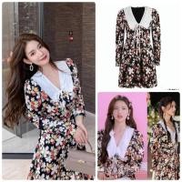 ราคา black flower collar mini dress งานป้าย YPY งานตรงป้าย เดรสสั้นลายดอก คอปกสีขาว แขนยาว ซับในทั้งตัว มีซิบหลัง (8543869460)