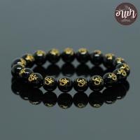 ราคา หินนิลดำ แกะสลักลายสัญลักษณ์โอม Onyx ขนาด 10 มิล หินแท้ 100% หินนิลกาฬ หินสีดำ หินมงคล (2019912160)