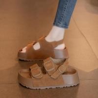 ราคา รองเท้าแตะ Birkenstock ของแท้หนังหนาพื้นหนาสำหรับใส่ด้านนอกฤดูร้อนของผู้หญิง 2024 ใหม่รองเท้าชายหาด (28205131710)