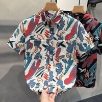 ราคา เสื้อเชิ้ตลายดอกไม้ เสื้อเชิ้ตแขนสั้นผู้ชายสไตล์เกาหลี (29454579242)