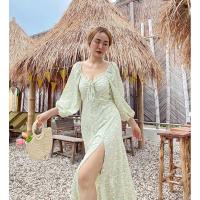 ราคา เดรสแขนยาวผ่าข้าง สี: เขียวมิ้น (13828573201)