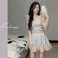ราคา ทูพีชน่ารัก ชุดว่ายน้ำทูพีชบิกินี่ ชุดว่ายน้ำทูพีช ชุดว่ายน้ำผู้หญิงทูพีช ขุดว่ายน้ำทูพีช ชุดว่ายน้ำหญิงปี 2024 สไตล์อนุรักษ์นิยมและโมเดิร์น กระโปรงแยก ลาย houndstooth (42065366152)