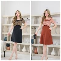 ราคา A024 เดรสงานป้ายNuchy เดรสทำงาน ชุดทำงาน ส้มอิฐ ดำ (22960845878)