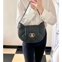 ราคา Chanel สไตล์ใหม่ กระเป๋า Hobo ทรงครึ่งวงเดือน หนังแท้ สีดำ (42966165053)