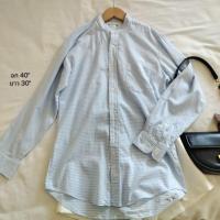 ราคา เสื้อเชิ้ตมือสองสีฟ้าคอกลม ป้าย Blue Mountain (24709022166)