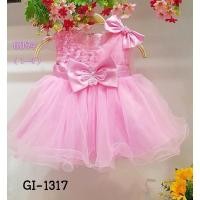 ราคา ชุดราตรีเด็กผู้หญิง เด็กเล็ก ใส่ออกงาน แขนกุดติดโบว์ที่บ่า สีชมพู S.80 GI1317 (12835764040)