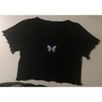 ราคา เสื้อเอวลอยสีดำมือสอง ลายผีเสื้อ (8481348463)
