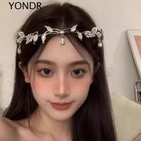ราคา YONDR Elf Rhinestone แถบคาดศีรษะ, Leaf Design ประณีตคริสตัลหน้าผากอุปกรณ์เสริม, Silver Headwear Hairband โลหะผสมเจ้าสาวเงาผม Hoop เครื่องประดับผม (41922759982)