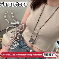 ราคา ชาแนล CHANEL 23S Rhinestone Bag Necklace Black/ gold สร้อยคอชาแนล (26223414650)
