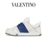 ราคา Valentino Open Skate Cowhide รองเท้าลำลองสำหรับบุรุษและสตรีแฟชั่นรองเท้าผ้าใบสีขาวสีน้ำเงิน (24840118204)