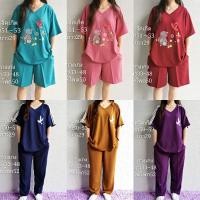 ราคา ชุดเซ็ตเสื้อกางเกงขาสั้นขายาวลายปักสวยๆคนอวบคนอ้วน (7493817994)