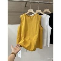 ราคา ชุดเสื้อแขนกุดสำหรับผู้หญิง สไตล์ใหม่ฤดูร้อน 2025 คอวีสีเหลืองหลวมสบายผ้าฝ้ายแท้ (44051948600)