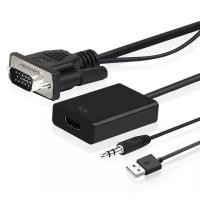 ราคา สายแปลง VGA เป็น HD พร้อมสายสัญญาณเสียง ต่อคอม vga ไปออกจอhdmi (24378386386)