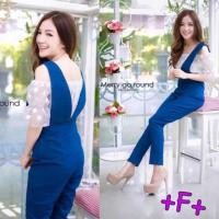 ราคา ราคา 310 บาท Set 2 ชิ้น ชุดเอี๊ยมยีนส์เทียมขายาว สายเอี๊ยมทรงปกสูท เก๋ๆ มาพร้อมกับ เสื้อเปิดไหล่ผ้า (11655552)