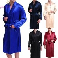 ราคา โซฟาผู้ชายผ้าไหมซาตินยาว Robe ฤดูร้อน Wraps Dressing Gown เสื้อคลุมอาบน้ํา Nightgown ชุดนอน 4.26 CDQZ (25037248085)