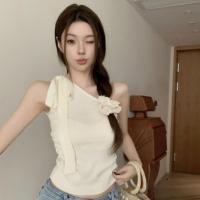 ราคา เสื้อไหมพรมแขนกุดเปิดไหล่ข้างเดียว แต่งสายยาวสำหรับผูก สีหวานๆ นุ่ม ใส่สบาย แฟชั่น ฮิตล่าสุด ราคาถูก (27725051025)