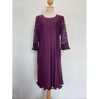 ราคา ชุดเดรชผ้าพลีทคอกลมแขนลูกไม้ (21784988976)