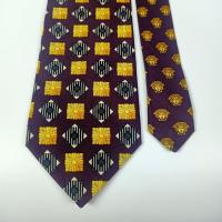 ราคา เนคไท มือสอง ของแท้ GIANNI VERSACE Brown Gold Floral Print Design Silk Tie Made In Italy (42108394367)